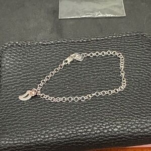 Sterling Silver Linked Bracelet with Rose Gold Accent With Tiny Diamond